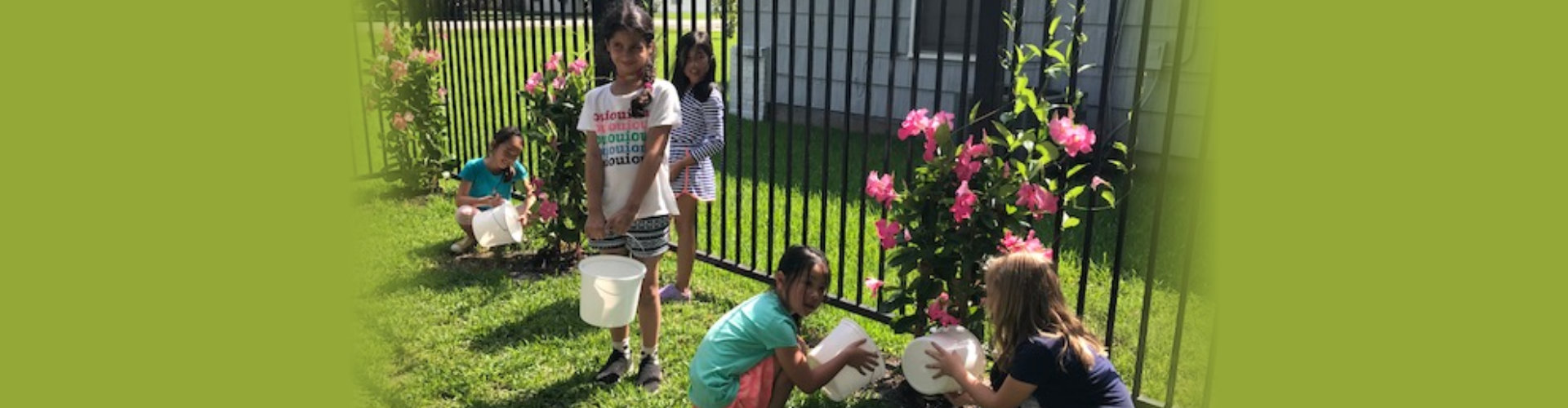 students doing some gardening