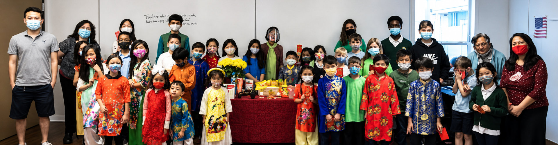 a group of people smiling